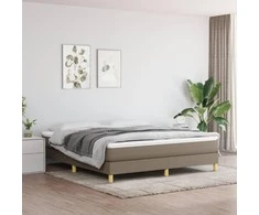 Lova su spyruoklėmis ir čiužiniu, taupe, 180x200 cm, audinys