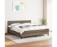 Lova su spyruoklėmis ir čiužiniu, taupe, 180x200 cm, audinys