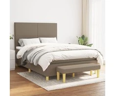 Lova su spyruoklėmis ir čiužiniu, taupe, 140x190 cm, audinys