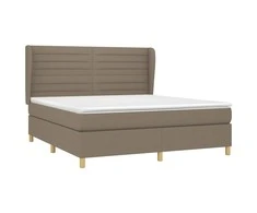Lova su spyruoklėmis ir čiužiniu, taupe, 180x200 cm, audinys