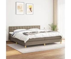 Lova su spyruoklėmis ir čiužiniu, taupe, 200x200 cm, audinys