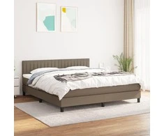 Lova su spyruoklėmis ir čiužiniu, taupe, 160x200 cm, audinys