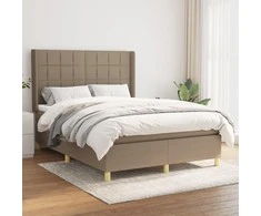 Lova su spyruoklėmis ir čiužiniu, taupe, 140x190 cm, audinys