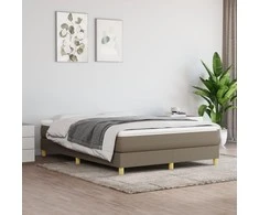 Lova su spyruoklėmis ir čiužiniu, taupe, 140x190 cm, audinys