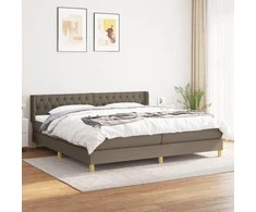 Lova su spyruoklėmis ir čiužiniu, taupe, 200x200 cm, audinys