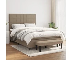 Lova su spyruoklėmis ir čiužiniu, taupe, 140x190 cm, audinys