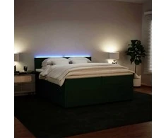Lova su spyruoklėmis ir čiužiniu, žalia, 200x200 cm, aksomas