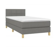 Lova su spyruoklėmis ir čiužiniu,tamsiai pilka,90x190cm,audinys