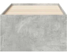 Lova su stalčiais, betono pilka, 100x200cm, apdirbta mediena