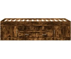 Kušetė su stalčiais be čiužinio, dūminio ąžuolo, 90x200 cm