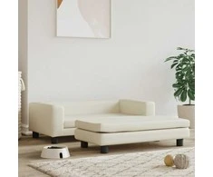 Lova šunims su prailginimu, kreminė, 100x50x30cm, dirbtinė oda