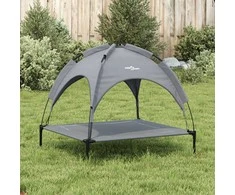 Lova šunims su skliautu, antracito, oksfordo audinys ir plienas