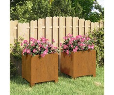 Loveliai su kojelėm, 2vnt., rūdžių, 32x30x33cm, Corten plienas