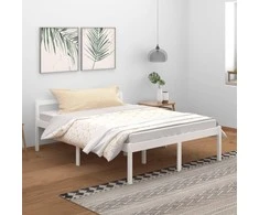Lova senjorams, balta, 150x200cm, pušies masyvas, didelė