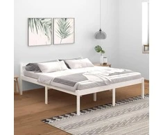 Lova senjorams, balta, 180x200cm, pušies masyvas, itin didelė