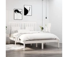 Lova Lovos rėmas, baltos spalvos, 140x190cm, pušies medienos masyvas