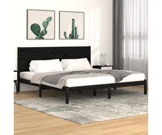 Lova Lovos rėmas, juodos spalvos, 200x200cm, pušies medienos masyvas