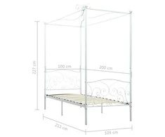 Lova Lovos rėmas su baldakimu, baltos spalvos, 100x200cm, metalas