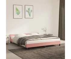 Lova lovos rėmas su galvūgaliu be čiužinio rožinis 160x200cm aksomas