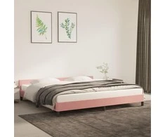 Lova lovos rėmas su galvūgaliu be čiužinio rožinis 200x200cm aksomas