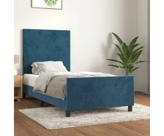 Lova Lovos rėmas be čiužinio tamsiai mėlynas 90x190 cm aksomas
