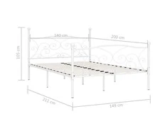 Lova Lovos rėmas su grotelių pagrindu, baltas, 140x200cm, metalas