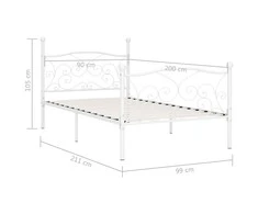 Lova Lovos rėmas su grotelių pagrindu, baltas, 90x200cm, metalas