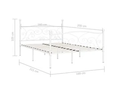 Lova Lovos rėmas su grotelių pagrindu, baltas, 160x200cm, metalas
