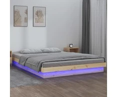 Lova Lovos rėmas su LED, 140x190cm, medienos masyvas