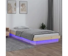 Lova Lovos rėmas su LED, 75x190cm, medienos masyvas, vienvietis