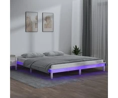 Lova Lovos rėmas su LED, baltas, 135x190cm, mediena, dvivietis