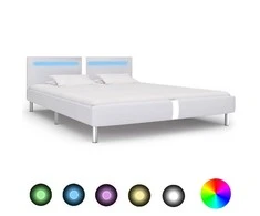 Lova Lovos rėmas su LED, baltos sp., 180x200 cm, dirbtinė oda