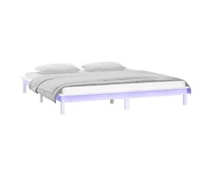 Lova Lovos rėmas su LED, baltos spalvos, 140x190cm, medienos masyvas