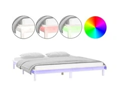 Lova Lovos rėmas su LED, baltos spalvos, 200x200cm, medienos masyvas