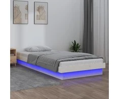 Lova Lovos rėmas su LED, baltos spalvos, 90x200cm, medienos masyvas
