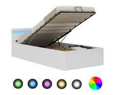 Lovos rėmas su LED/daiktadėže, baltas, 100x200cm, dirbtinė oda