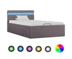 Lova Lovos rėmas su LED ir daiktadėže, taupe, 90x200cm, audinys