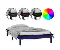 Lova Lovos rėmas su LED, juodas, 75x190cm, mediena, vienvietis