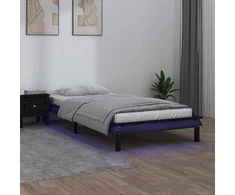 Lova Lovos rėmas su LED, juodas, 90x190cm, mediena, vienvietis