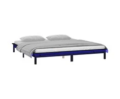 Lova Lovos rėmas su LED, juodos spalvos, 140x190cm, medienos masyvas