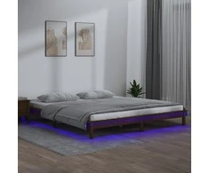 Lova Lovos rėmas su LED, medaus rudas, 140x200cm, medienos masyvas