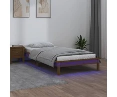 Lova Lovos rėmas su LED, medaus rudas, 90x190cm, mediena, vienvietis