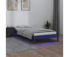 Lova Lovos rėmas su LED, pilkas, 90x190cm, mediena, vienvietis