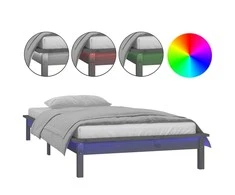 Lova Lovos rėmas su LED, pilkas, 90x190cm, mediena, vienvietis