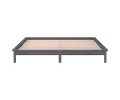 Lovos rėmas su LED, pilkos spalvos, 140x190cm, medienos masyvas