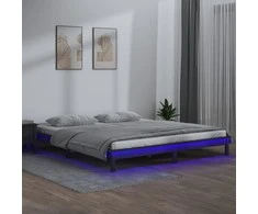 Lova Lovos rėmas su LED, pilkos spalvos, 200x200cm, medienos masyvas