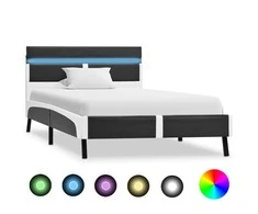 Lova Lovos rėmas su LED, pilkos spalvos, 90x200 cm, dirbtinė oda