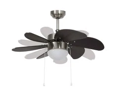 Lubų ventiliatorius su apšvietimu, tamsiai rudos spalvos, 76cm