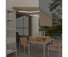 Markizė su uždanga/LED/vėjo jutikliu, kreminė, 3,5x2,5m