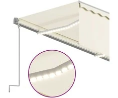 Markizė su uždanga/LED/vėjo jutikliu, kreminė, 3,5x2,5m